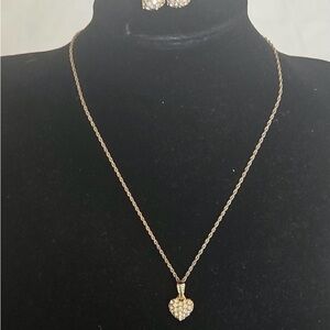 Monet Gold Heart Necklace with Crystal Accents